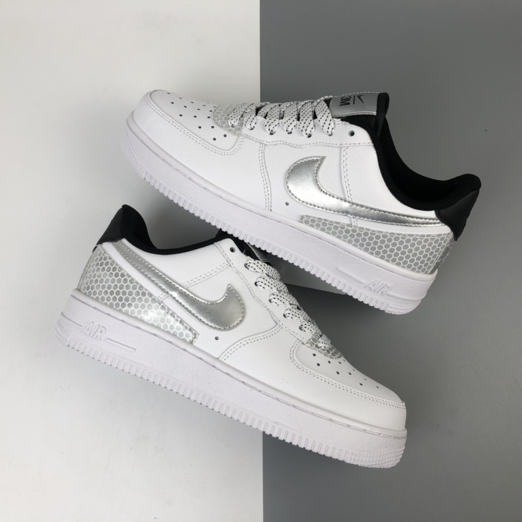 200 3M公司 x Nike Air Force 1’07”White/Black/Silver 3M ”空军一号经典低帮百搭休闲运动板鞋“皮革白黑银蜂巢格3M”CT2299-100