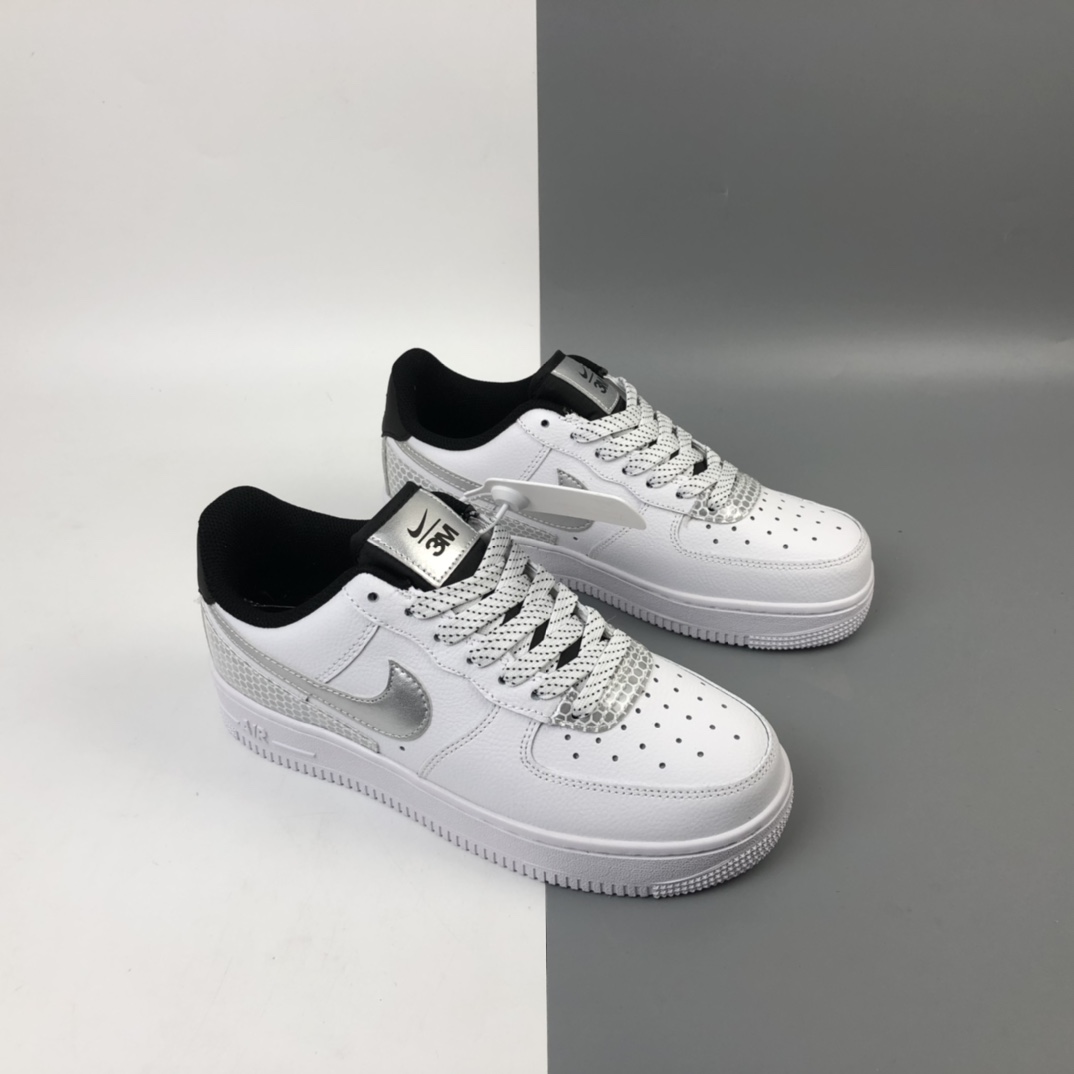 200 3M公司 x Nike Air Force 1’07”White/Black/Silver 3M ”空军一号经典低帮百搭休闲运动板鞋“皮革白黑银蜂巢格3M”CT2299-100