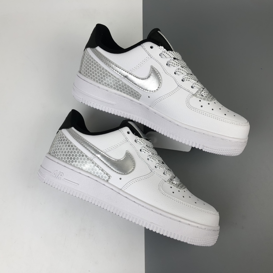 200 3M公司 x Nike Air Force 1’07”White/Black/Silver 3M ”空军一号经典低帮百搭休闲运动板鞋“皮革白黑银蜂巢格3M”CT2299-100
