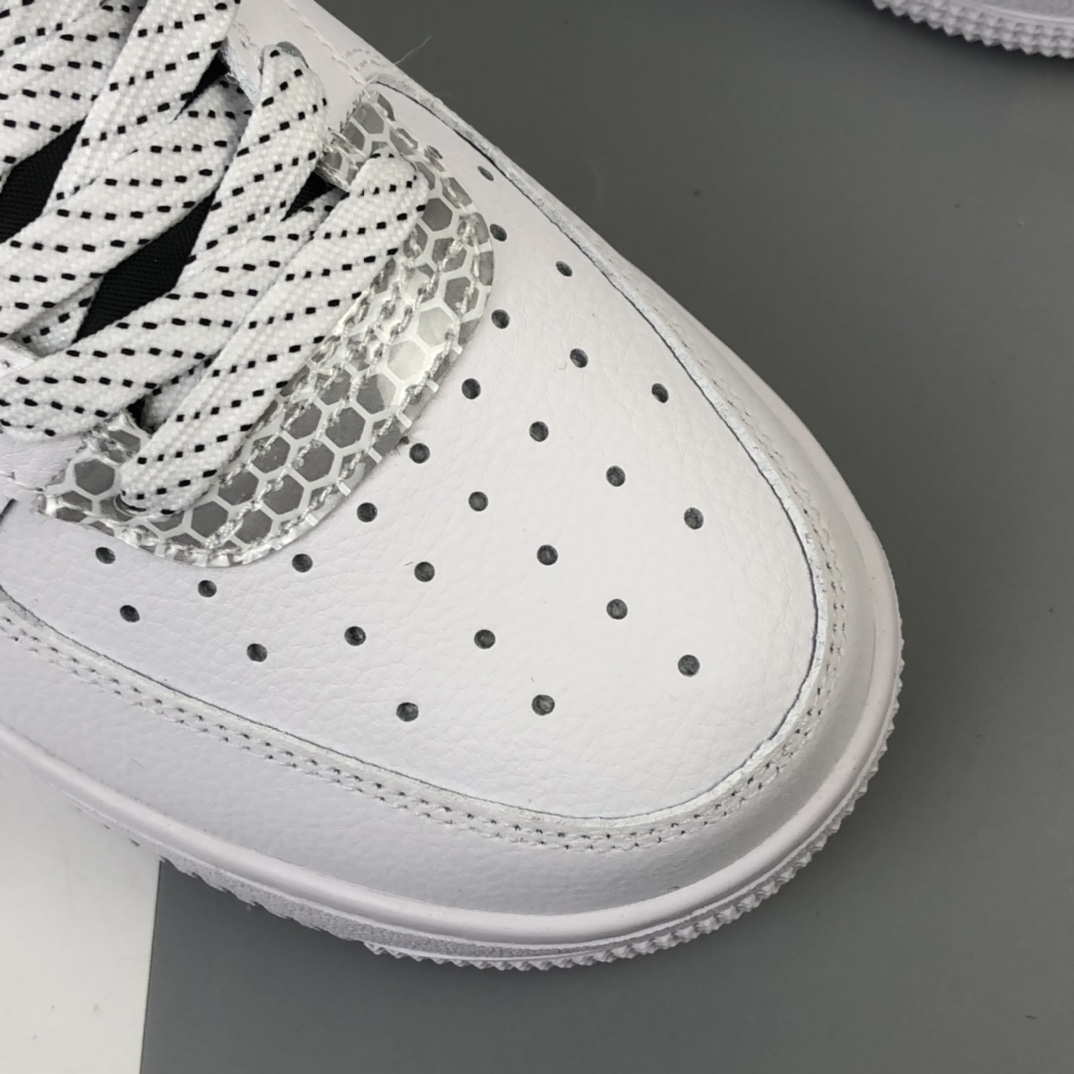 200 3M公司 x Nike Air Force 1’07”White/Black/Silver 3M ”空军一号经典低帮百搭休闲运动板鞋“皮革白黑银蜂巢格3M”CT2299-100