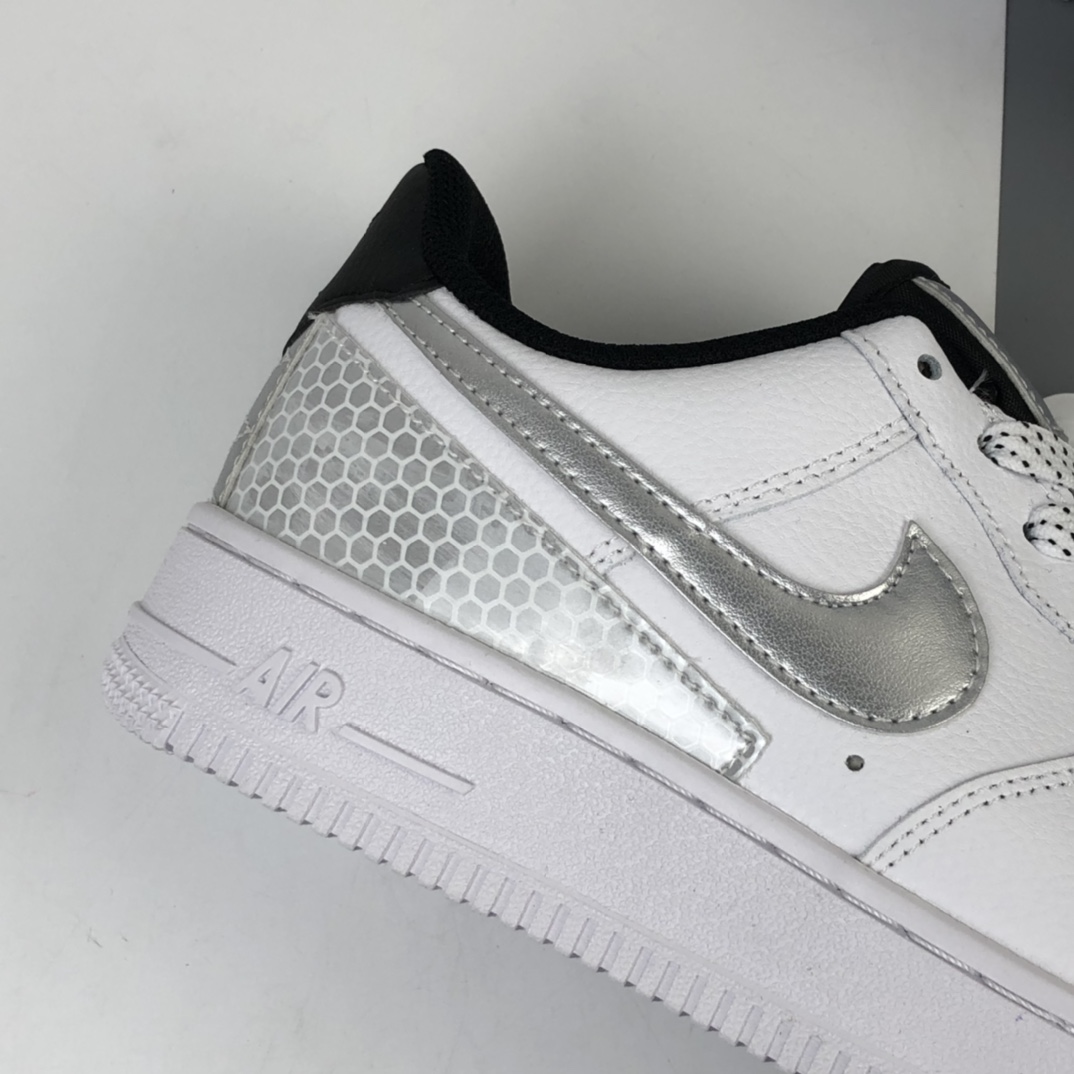 200 3M公司 x Nike Air Force 1’07”White/Black/Silver 3M ”空军一号经典低帮百搭休闲运动板鞋“皮革白黑银蜂巢格3M”CT2299-100