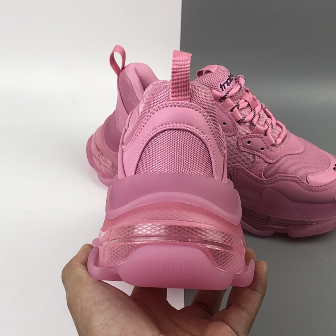 500 Balenciaga Triple S 少女粉气垫巴黎世家复古气垫老爹鞋