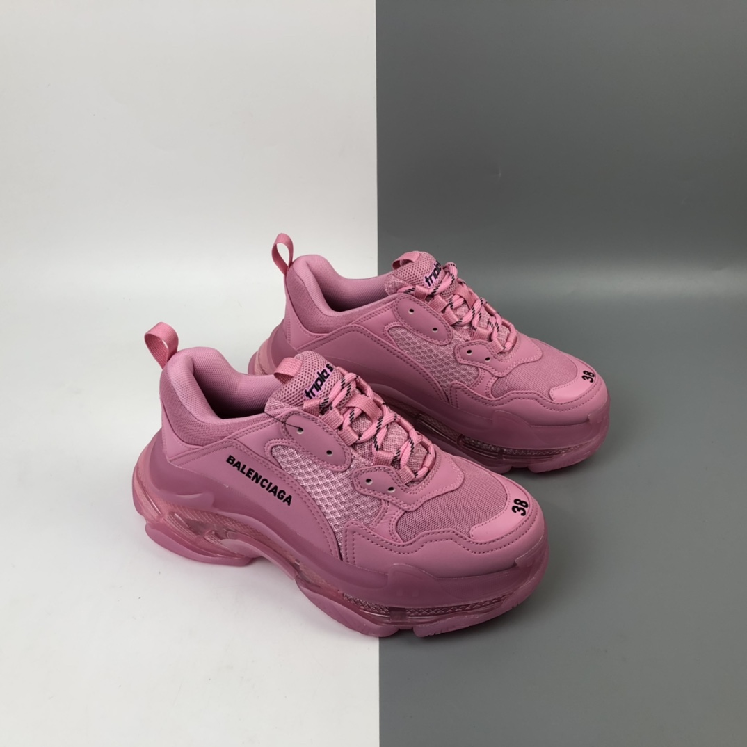 500 Balenciaga Triple S 少女粉气垫巴黎世家复古气垫老爹鞋