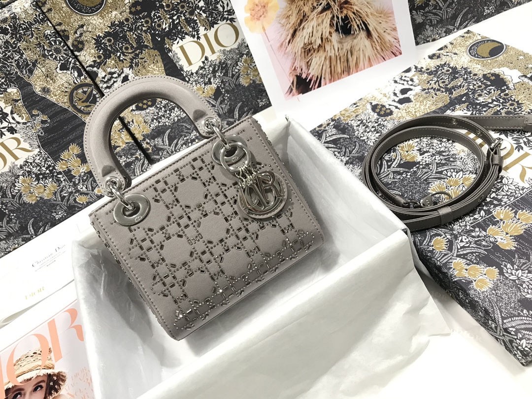 Dior Lady Handbags Crossbody & Shoulder Bags Set With Diamonds Silk