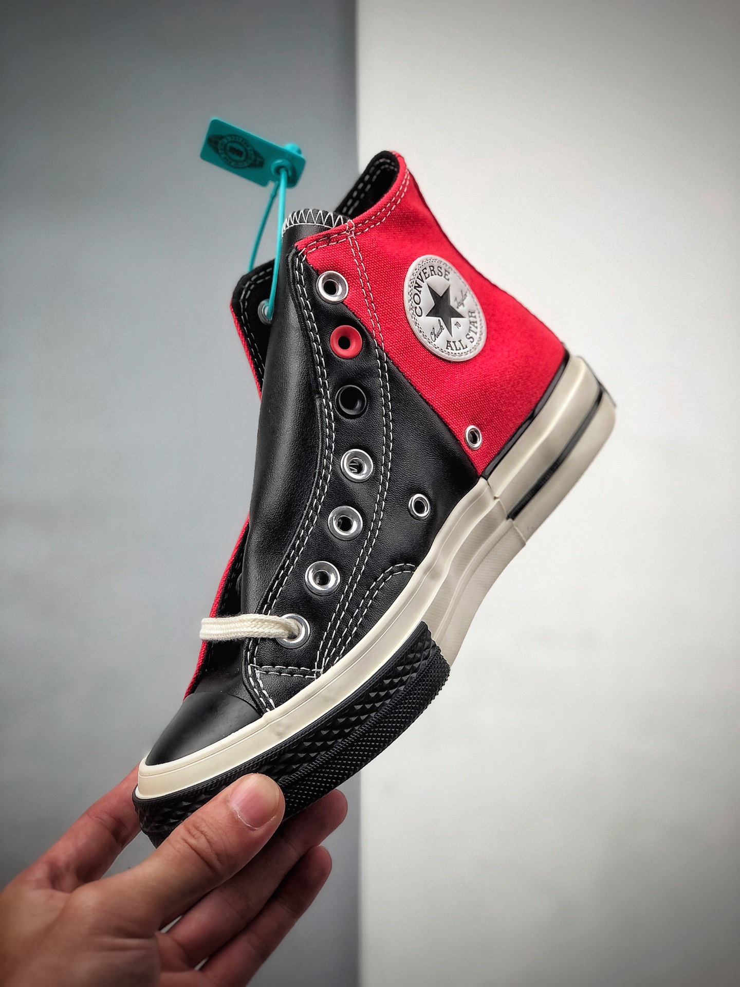 140  匡威Converse Restructured Chuck 1970 High“Red”高帮硫化休闲运动板鞋“拼接双鞋黑红” 168624C