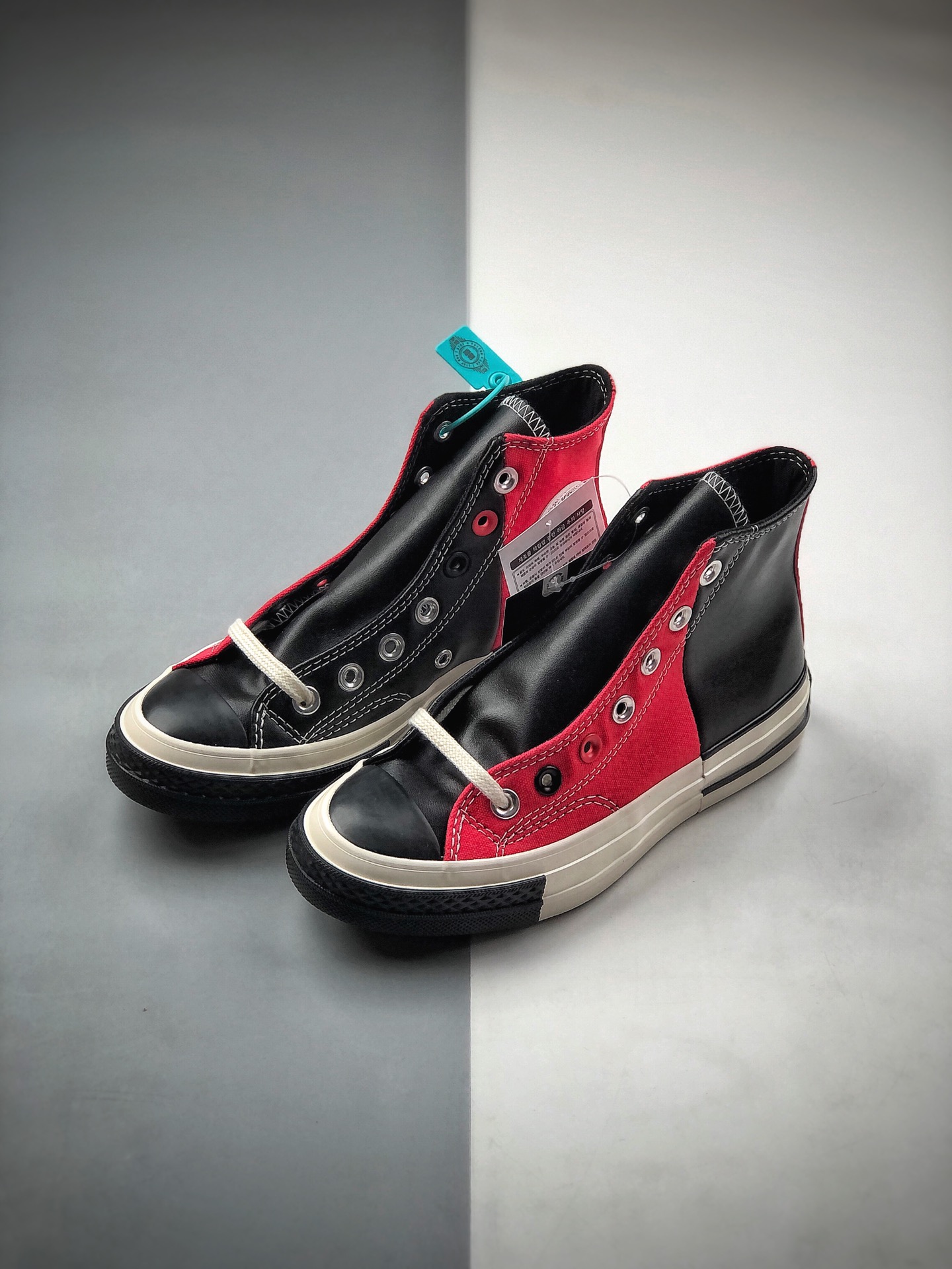 140  匡威Converse Restructured Chuck 1970 High“Red”高帮硫化休闲运动板鞋“拼接双鞋黑红” 168624C