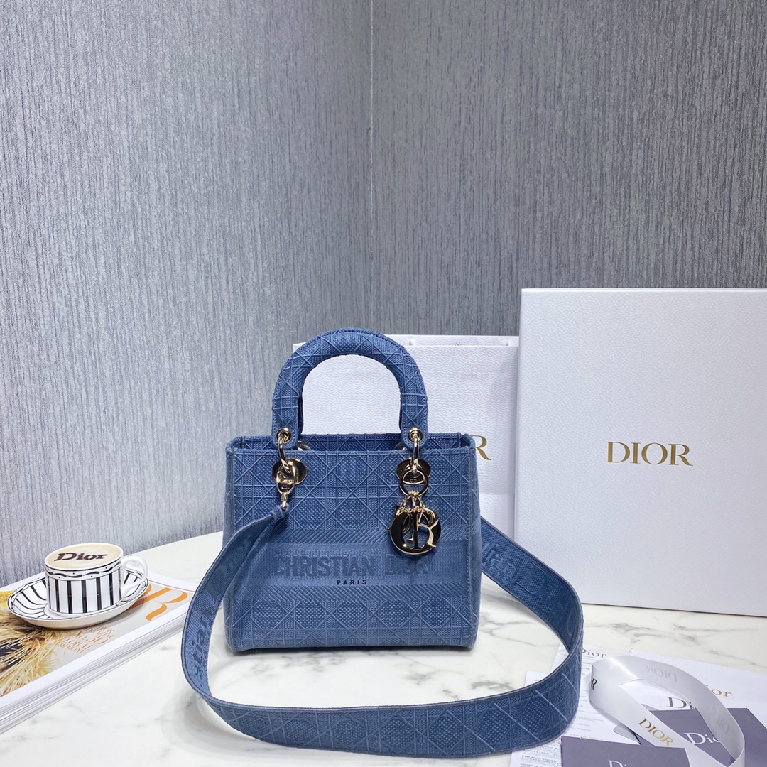 Dior Bags Handbags Gold Embroidery Canvas Lady