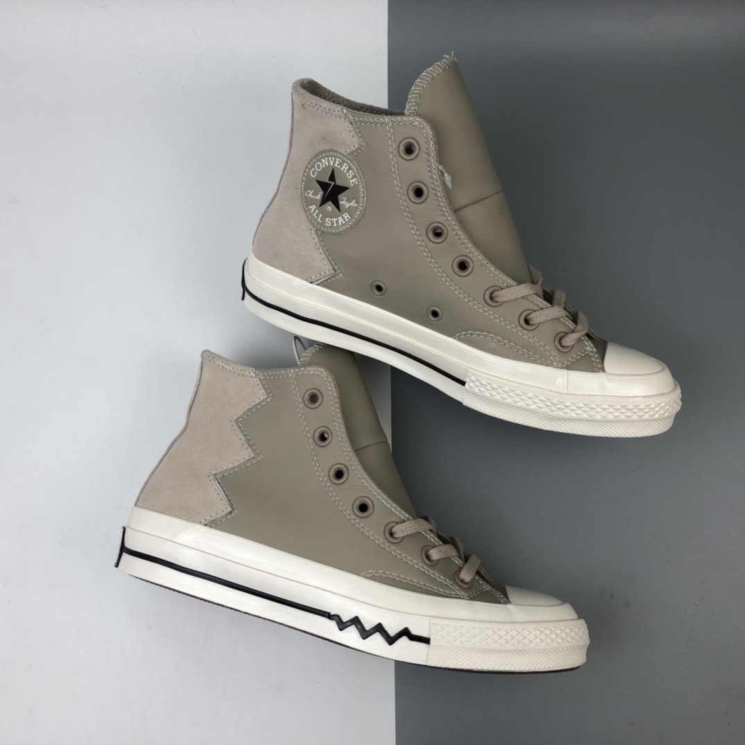 160 Converse VLGT Leather and Suede Chunk 70s 匡威 皮革麂皮拼接岩石灰高帮硫化帆布鞋 566136C