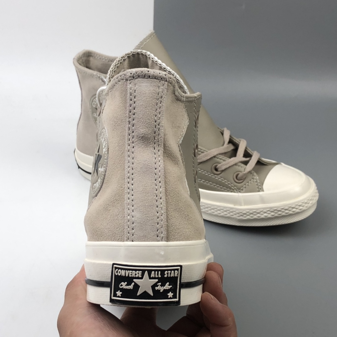 160 Converse VLGT Leather and Suede Chunk 70s 匡威 皮革麂皮拼接岩石灰高帮硫化帆布鞋 566136C