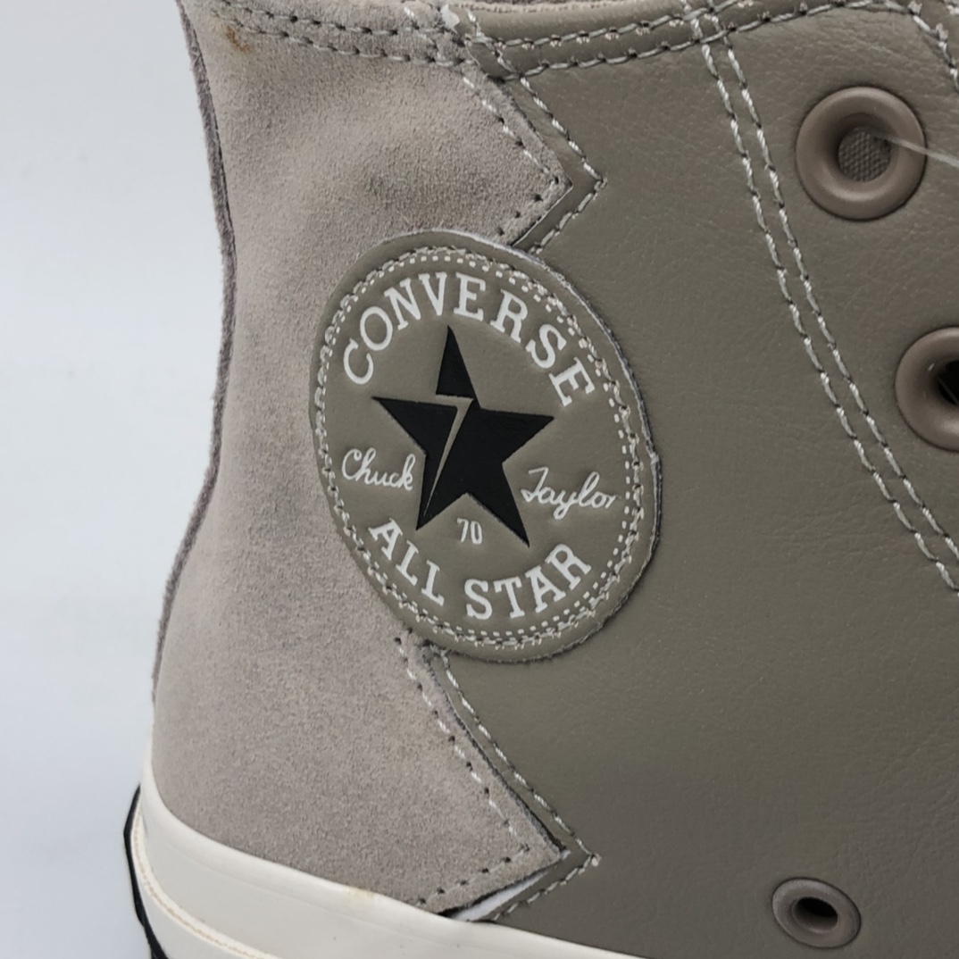 160 Converse VLGT Leather and Suede Chunk 70s 匡威 皮革麂皮拼接岩石灰高帮硫化帆布鞋 566136C