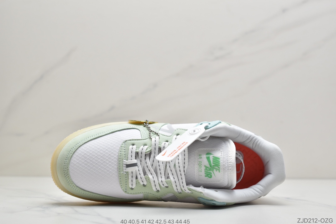 240 公司级耐克Nike Air Force 1 React D/MS/X”White/Light/Sail-Rush Ice” 薄荷夜绿 空军一号新型瑞亚轻量低帮百搭板鞋 货号#CQ8879-111