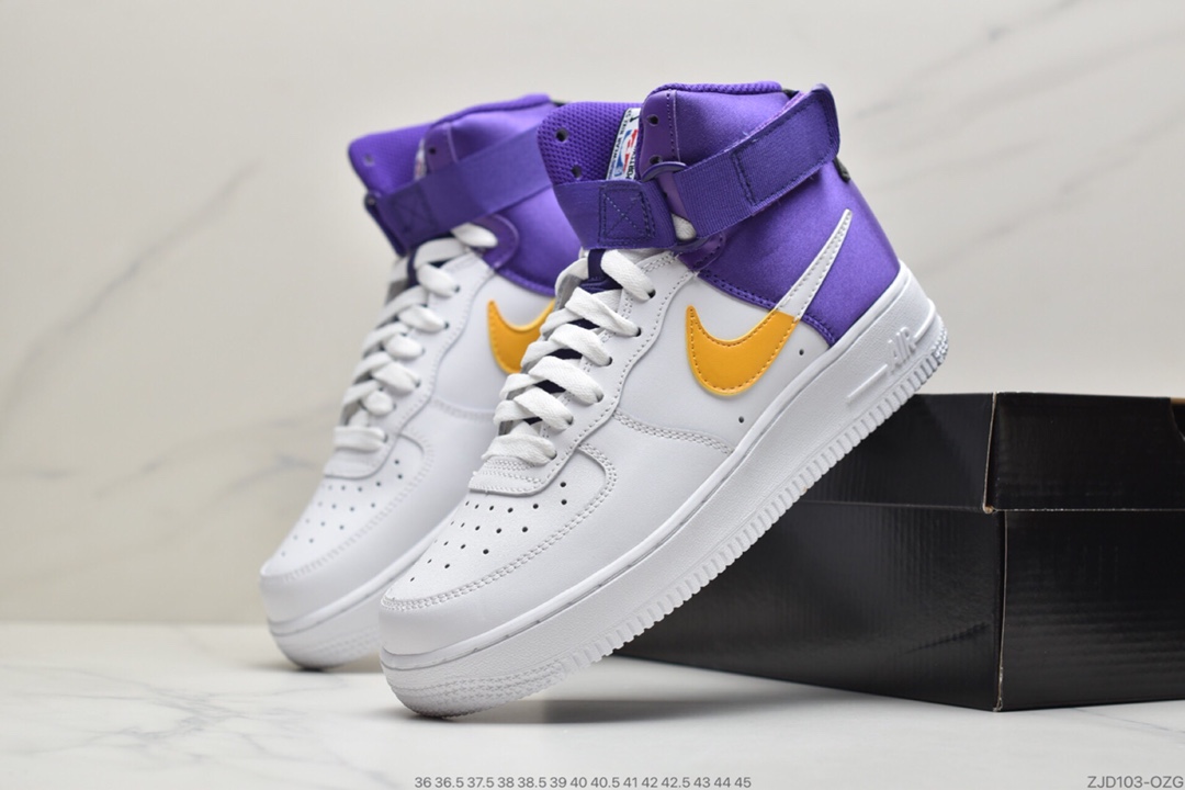 230 公司级耐克Nike Air Force 1 High NBA “Lakers”/“Clippers”空军高帮魔术贴休闲板鞋 货号：BQ4591-100