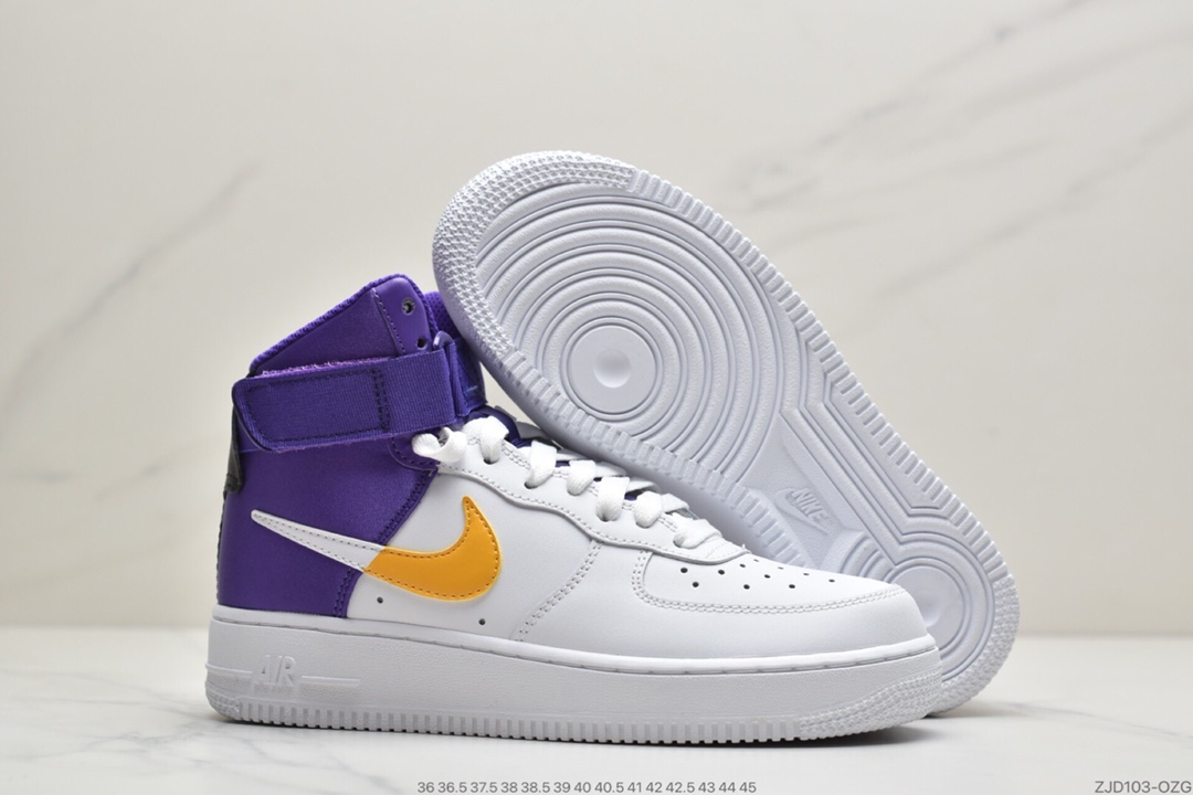230 公司级耐克Nike Air Force 1 High NBA “Lakers”/“Clippers”空军高帮魔术贴休闲板鞋 货号：BQ4591-100