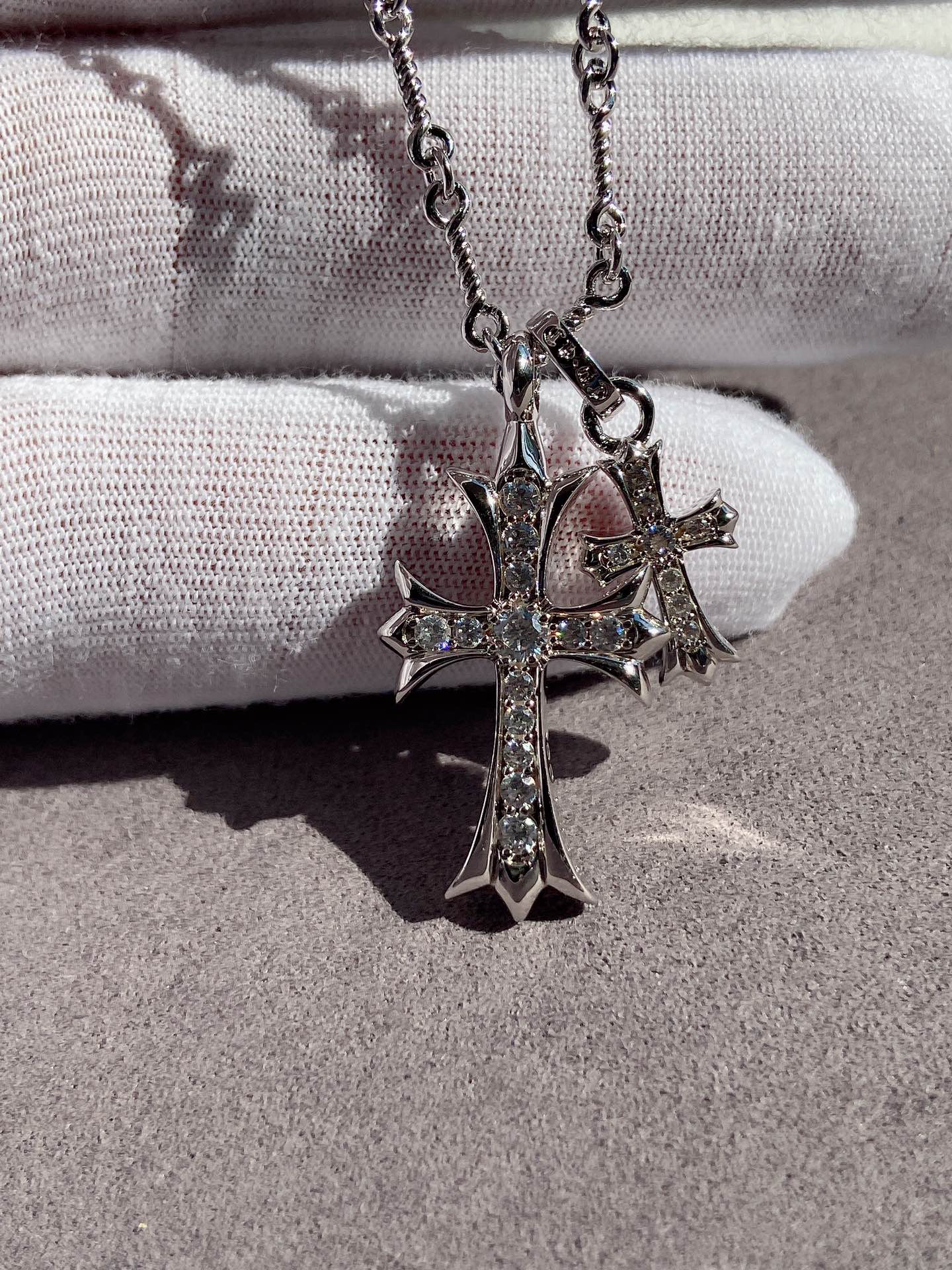Chrome Hearts 克罗心双金色十字架项链， 开发，细节完美，纯银材质