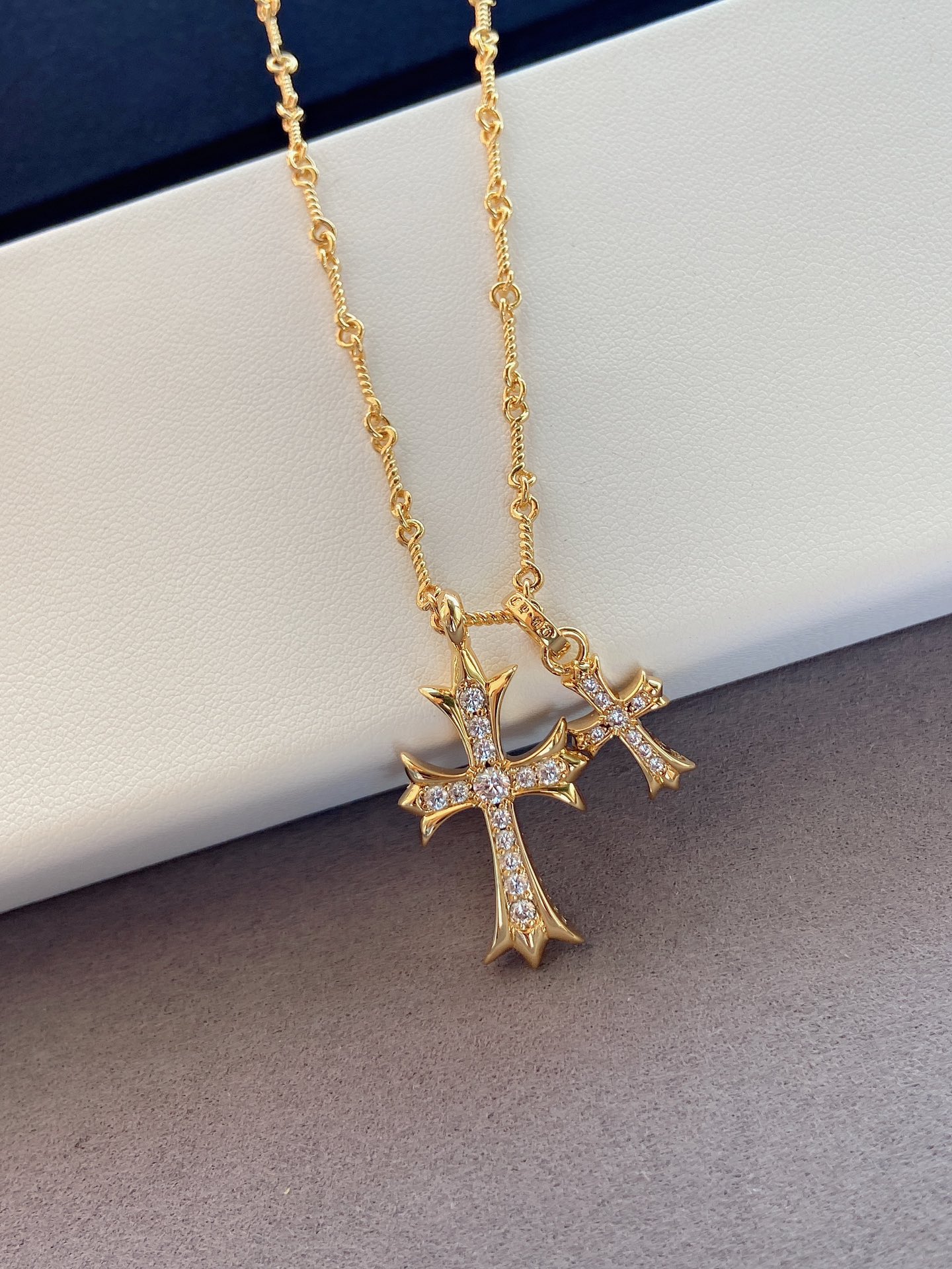 Chrome Hearts 克罗心双金色十字架项链， 开发，细节完美，纯银材质