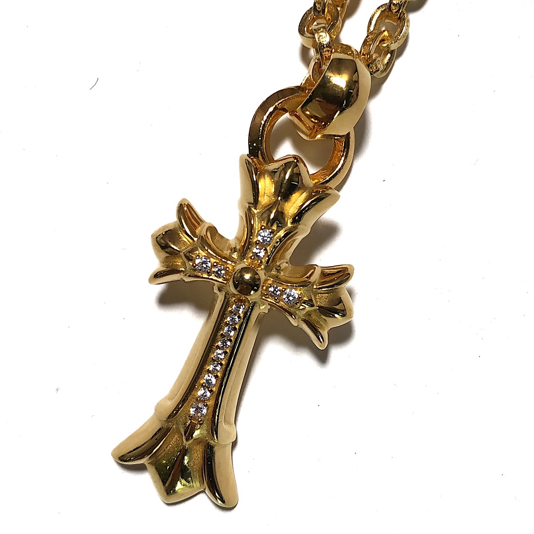 Chrome Hearts 新品上架𝐂𝐡𝐫𝐨𝐦𝐞 𝐡𝐞𝐚𝐫𝐭𝐬克罗心镀金22𝐤镶石项链