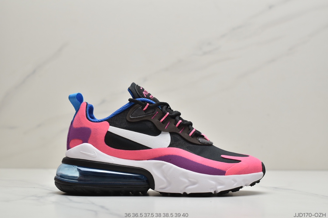 130 公司级耐克Nike React Air Max 270 React 混合科技 后置半掌气垫 缓震跑步鞋 货号：BQ0101-001