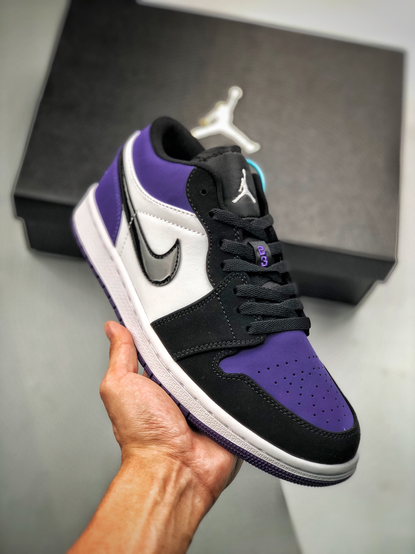 Air Jordan 1 Low Negro Púrpura Uva, color oficial sincronizado, producto de nivel original, rechazando la suela común, …