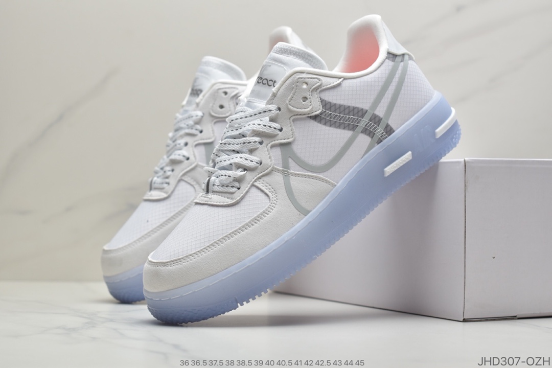 190 公司级 耐克/Nike Air Force 1 React QS Light Bone 波纹 冰块 冰蓝空军一号CQ8879-100