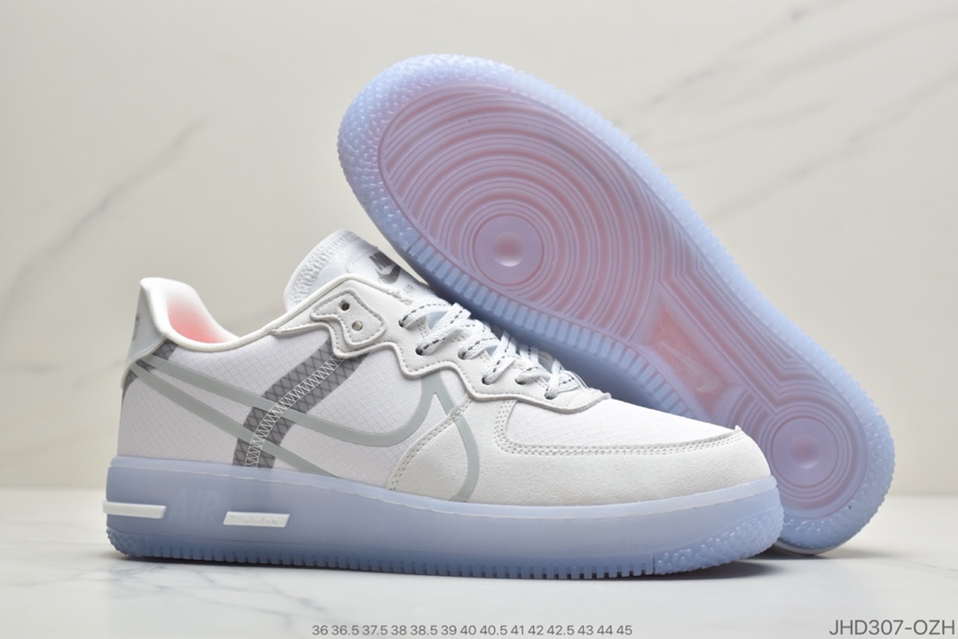 190 公司级 耐克/Nike Air Force 1 React QS Light Bone 波纹 冰块 冰蓝空军一号CQ8879-100