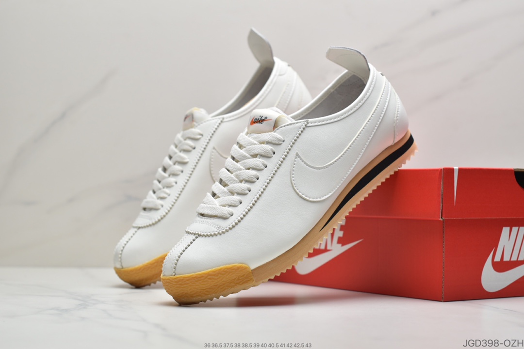 180 Nike Wmns Cortez '72”Sail Gum Yellow”阿甘科特斯系列复古百搭慢跑鞋“皮革米白生胶黄”847126-100