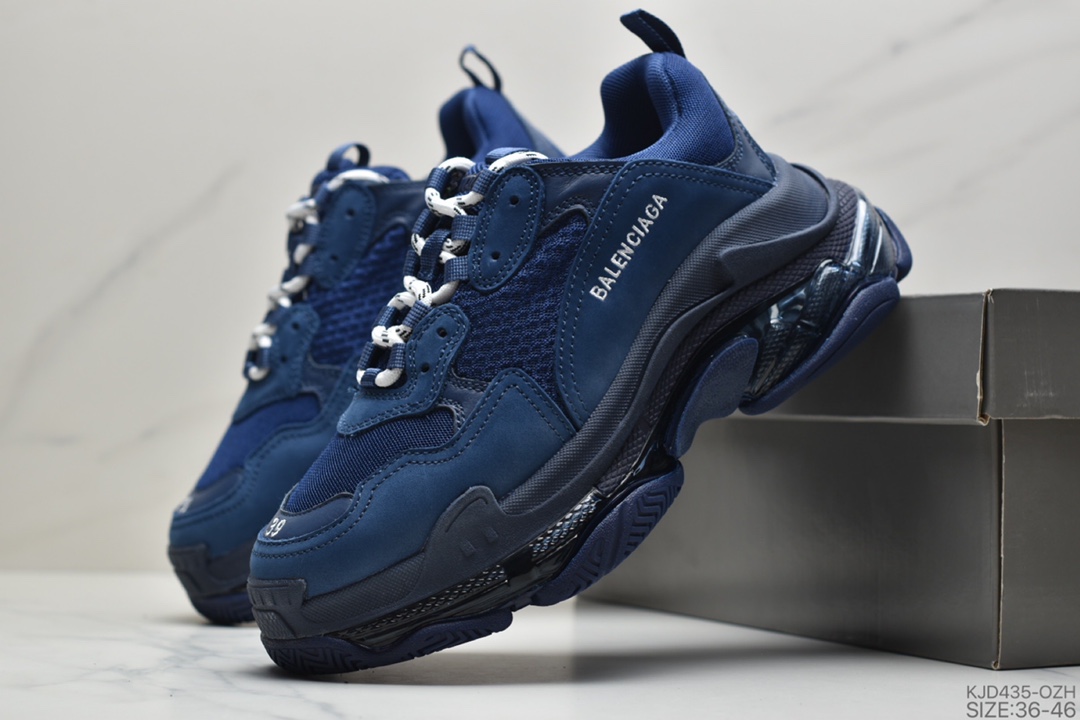 450 公司级Balenciaga TriPle S 巴黎世家气垫底复古跑鞋 “气垫海军蓝” 货号：544351-W09O1-4107