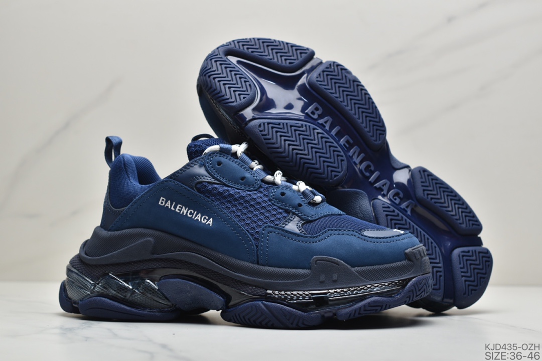 450 公司级Balenciaga TriPle S 巴黎世家气垫底复古跑鞋 “气垫海军蓝” 货号：544351-W09O1-4107