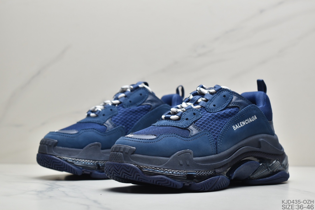 450 公司级Balenciaga TriPle S 巴黎世家气垫底复古跑鞋 “气垫海军蓝” 货号：544351-W09O1-4107