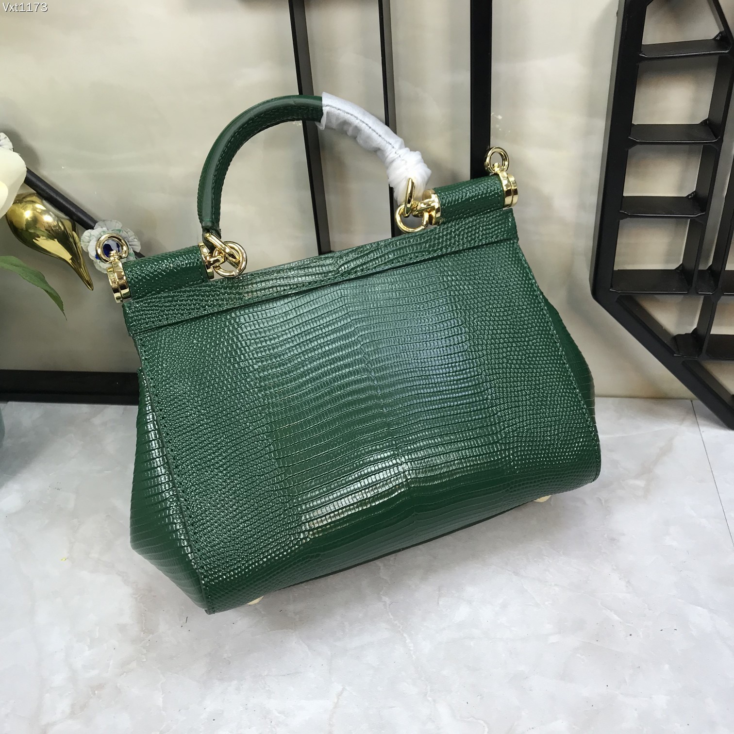 小号Dolce&Gabbana杜嘉班纳彩钻蜥蜴纹斜挎小包原单完美袋形进口头层蜥蜴纹牛皮定制真空高电镀五金