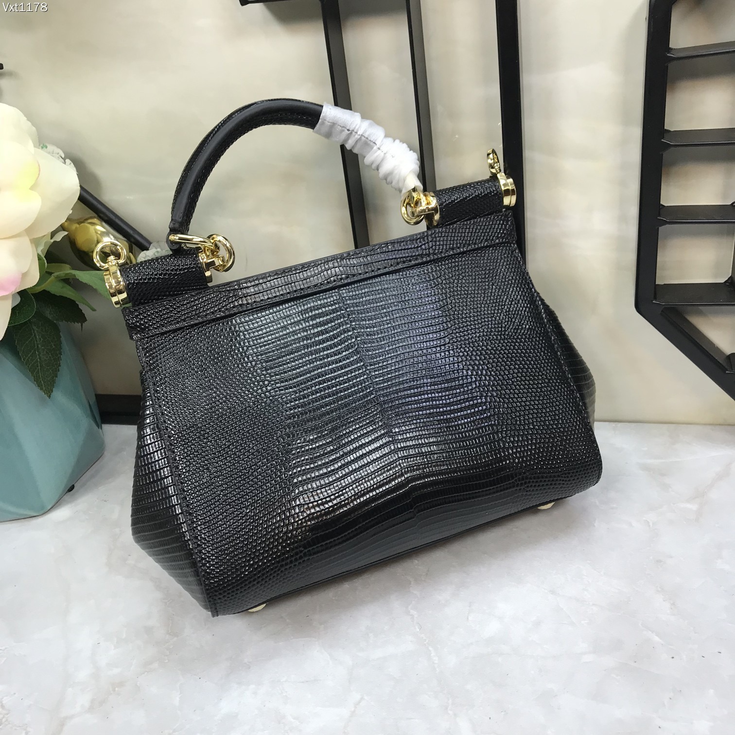 小号Dolce&Gabbana杜嘉班纳彩钻蜥蜴纹斜挎小包原单完美袋形进口头层蜥蜴纹牛皮定制真空高电镀五金