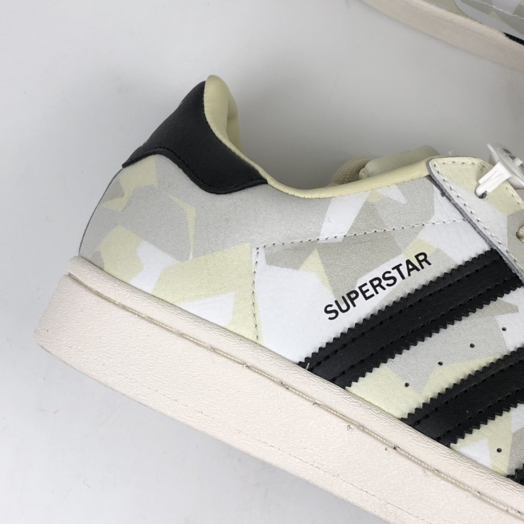 160 Adidas Originals Superstar”Spor Ayakkab”阿迪达斯三叶草“皮革棱形绿迷彩黑金LOGO”贝壳头经典百搭休闲运动板鞋 FW4392