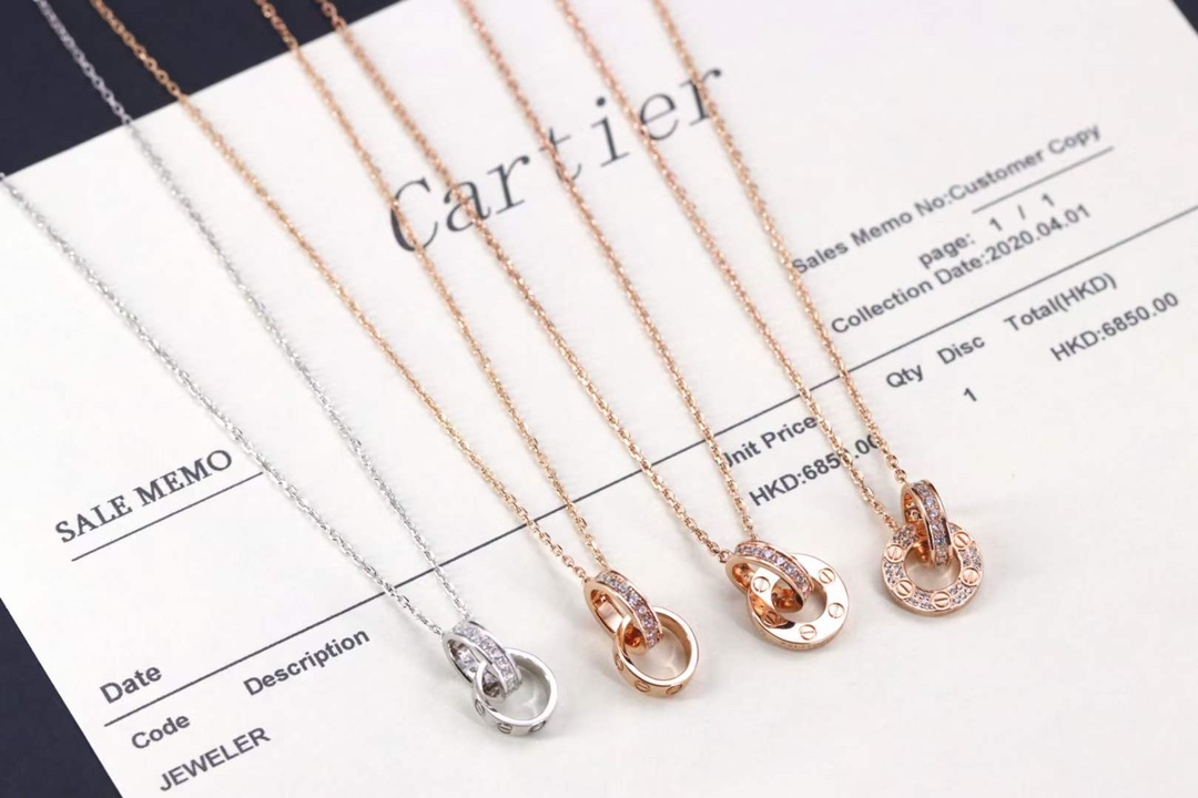 Cartier 卡家 LOVE满钻螺丝双环 锁骨项链