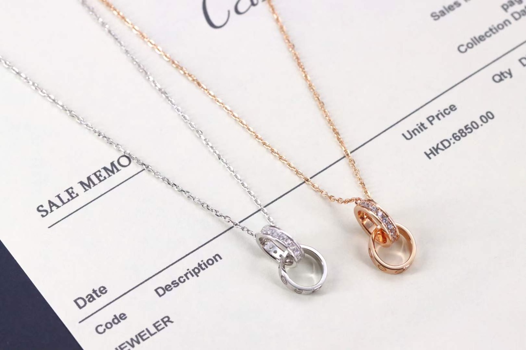 Cartier 卡家 LOVE满钻螺丝双环 锁骨项链
