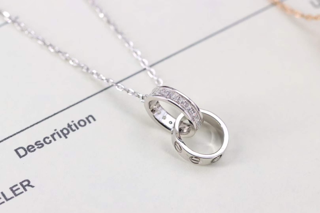 Cartier 卡家 LOVE满钻螺丝双环 锁骨项链
