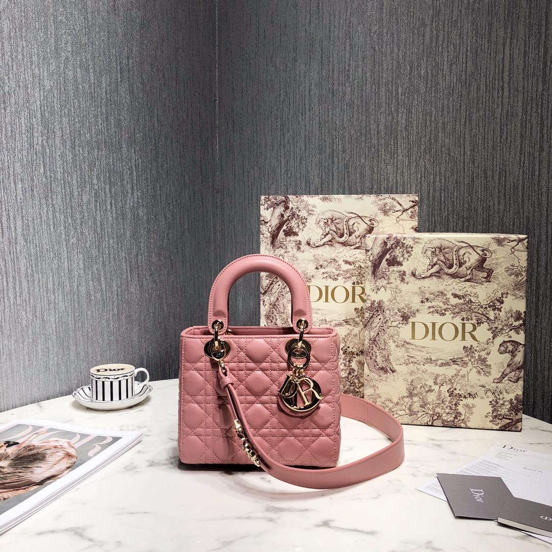 Dior Bags Handbags Gold Grey Sewing Sheepskin Lady