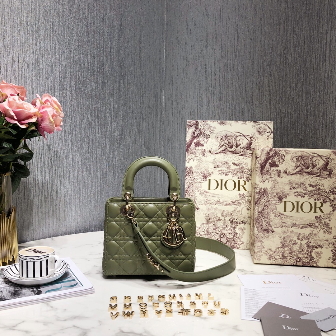 Dior Bags Handbags Gold Grey Sewing Sheepskin Lady