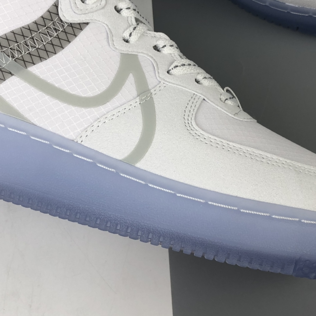 260 Nike Air Force 1 React QS Light Bone  波纹 冰块 冰蓝空军一号白蓝色低帮运动休闲板鞋 CQ8879-100