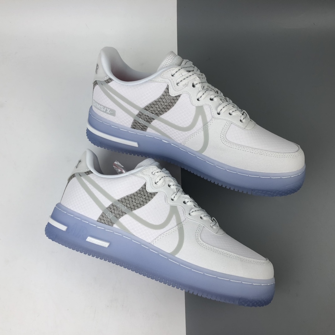 260 Nike Air Force 1 React QS Light Bone  波纹 冰块 冰蓝空军一号白蓝色低帮运动休闲板鞋 CQ8879-100