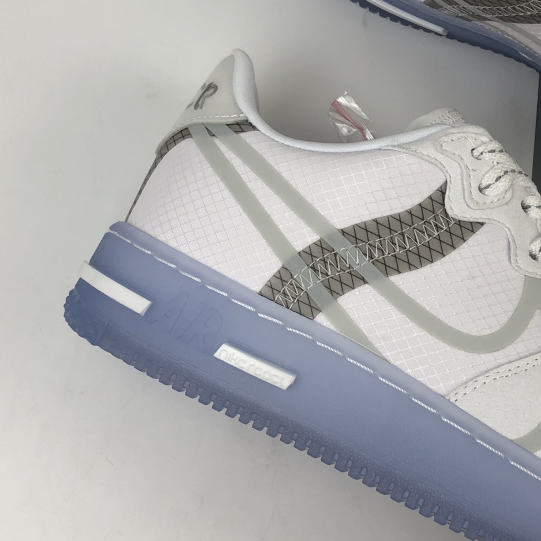 260 Nike Air Force 1 React QS Light Bone  波纹 冰块 冰蓝空军一号白蓝色低帮运动休闲板鞋 CQ8879-100