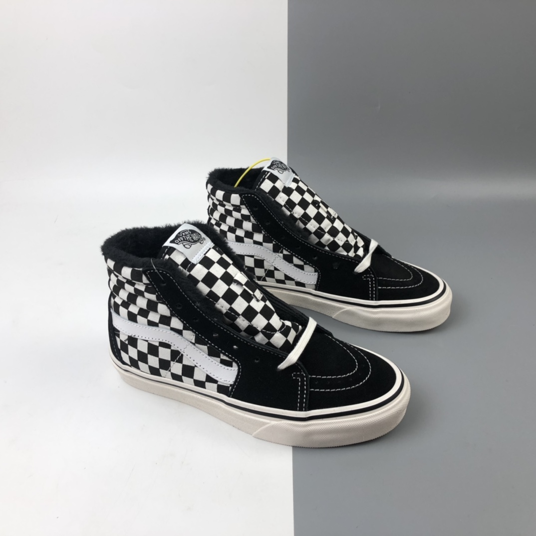 160 加绒款 Vans Sk8-Mid 经典棋盘格高帮邦休闲板鞋 VN0A4BVYX13