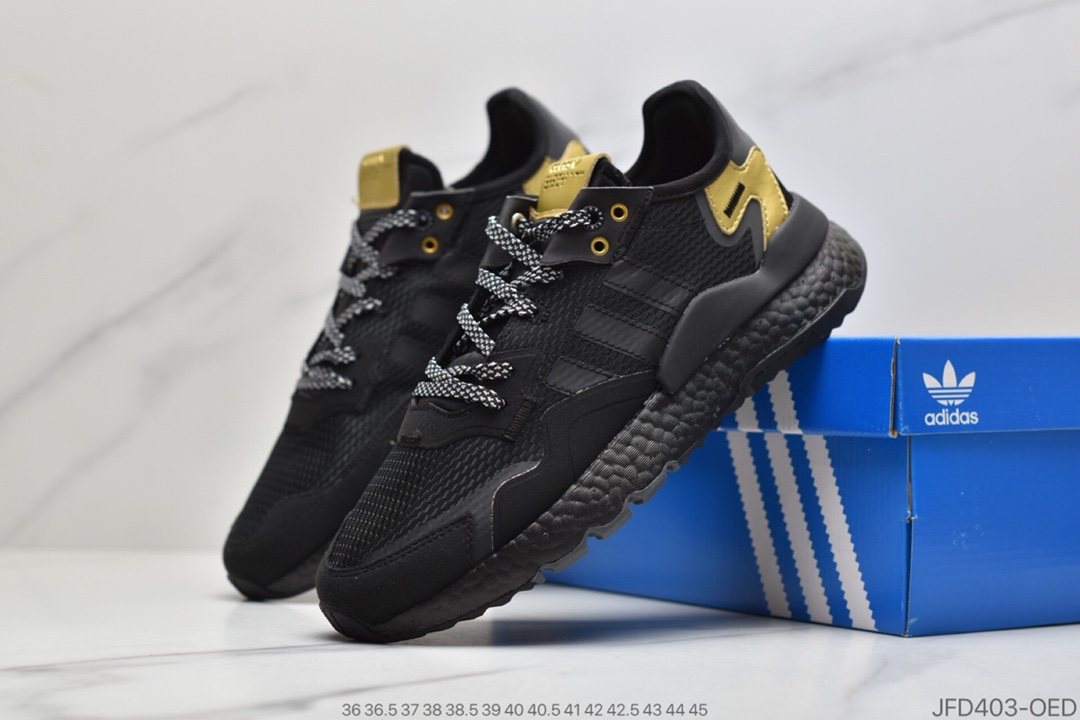 170 公司级阿迪达斯 Adidas Nite Jogger 2019 Boost 碳黑三叶草 联名夜行者FW6145