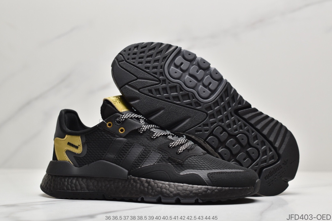 170 公司级阿迪达斯 Adidas Nite Jogger 2019 Boost 碳黑三叶草 联名夜行者FW6145
