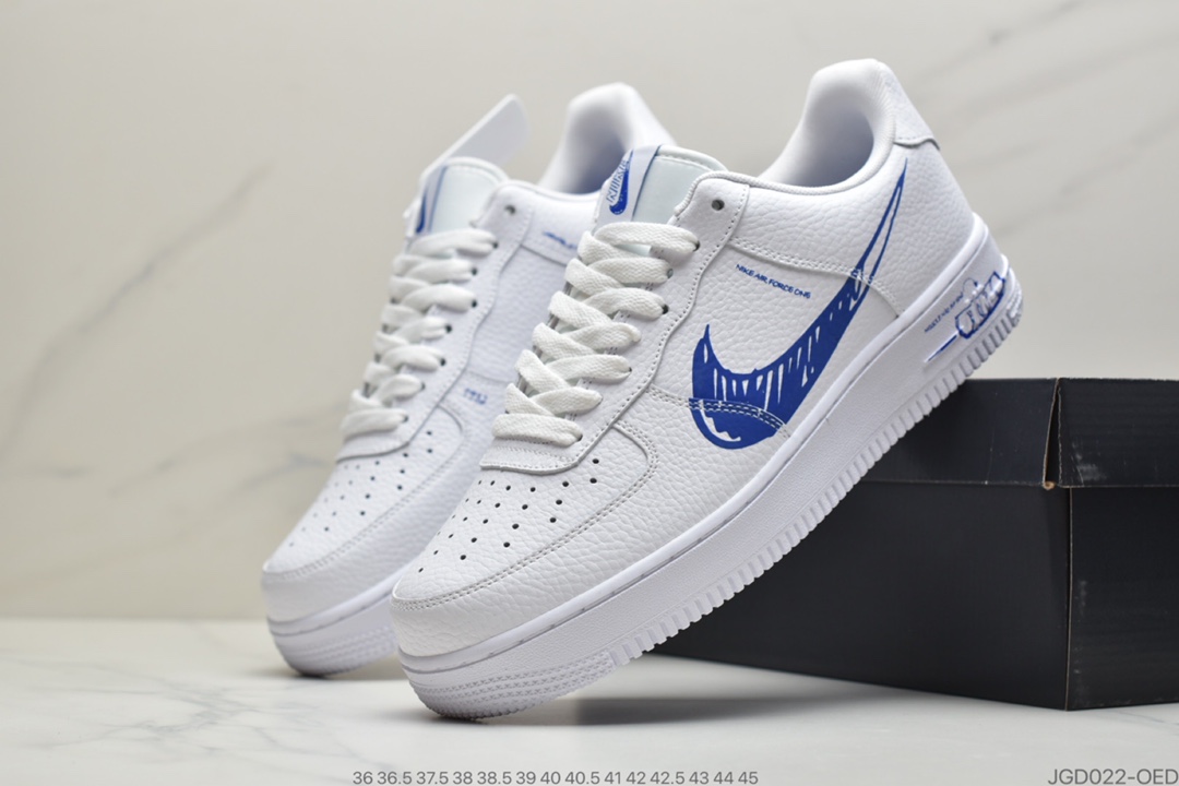 180 公司级耐克AIR FORCE 1 SCHEMATIC 'WHITE/BLACK' Sketch 二次元涂鸦黑白鞋款CW7581-101