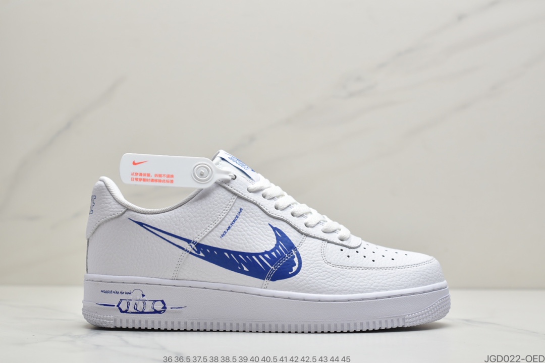 180 公司级耐克AIR FORCE 1 SCHEMATIC 'WHITE/BLACK' Sketch 二次元涂鸦黑白鞋款CW7581-101