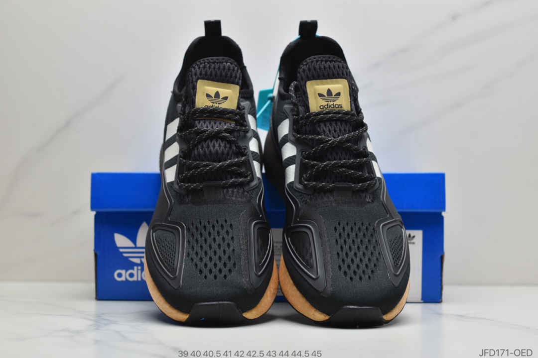 170 公司级阿迪达斯Adidas Originals ZX 2K Boost 全新爆米花缓震休闲运动跑鞋CQ2768