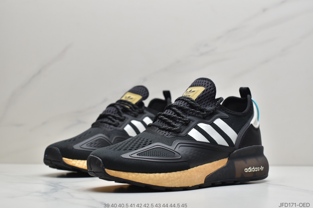 170 公司级阿迪达斯Adidas Originals ZX 2K Boost 全新爆米花缓震休闲运动跑鞋CQ2768