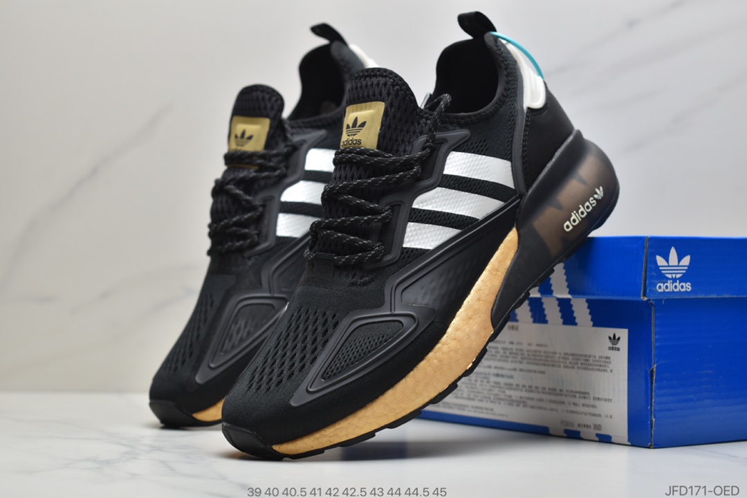 170 公司级阿迪达斯Adidas Originals ZX 2K Boost 全新爆米花缓震休闲运动跑鞋CQ2768