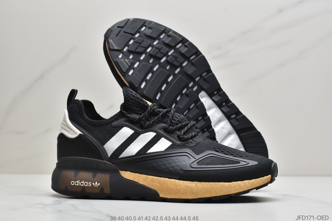 170 公司级阿迪达斯Adidas Originals ZX 2K Boost 全新爆米花缓震休闲运动跑鞋CQ2768