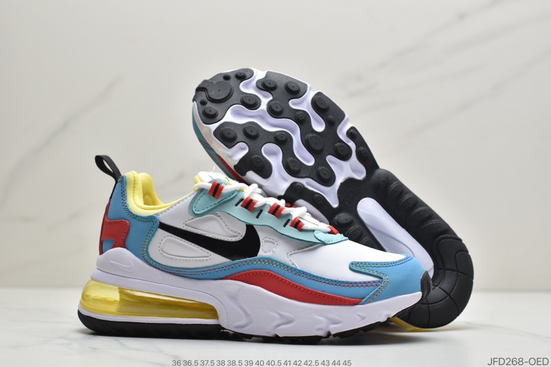 170 公司级耐克Air Max 270 React 机能皮面半气垫跑步鞋AO4971-103