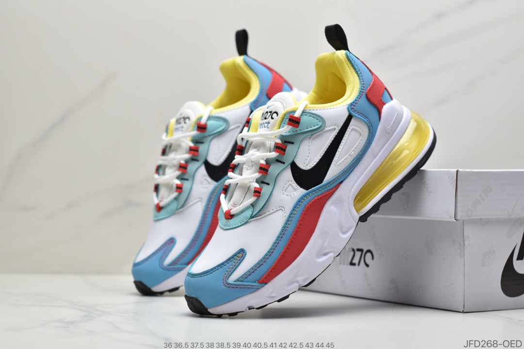 170 公司级耐克Air Max 270 React 机能皮面半气垫跑步鞋AO4971-103